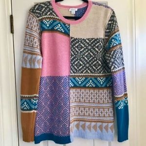 Sundance Fields of Fair Patchwork Pullover Sweater Size Large